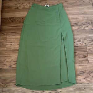 Abercrombie & Fitch Green Midi Pencil Skirt with Slit